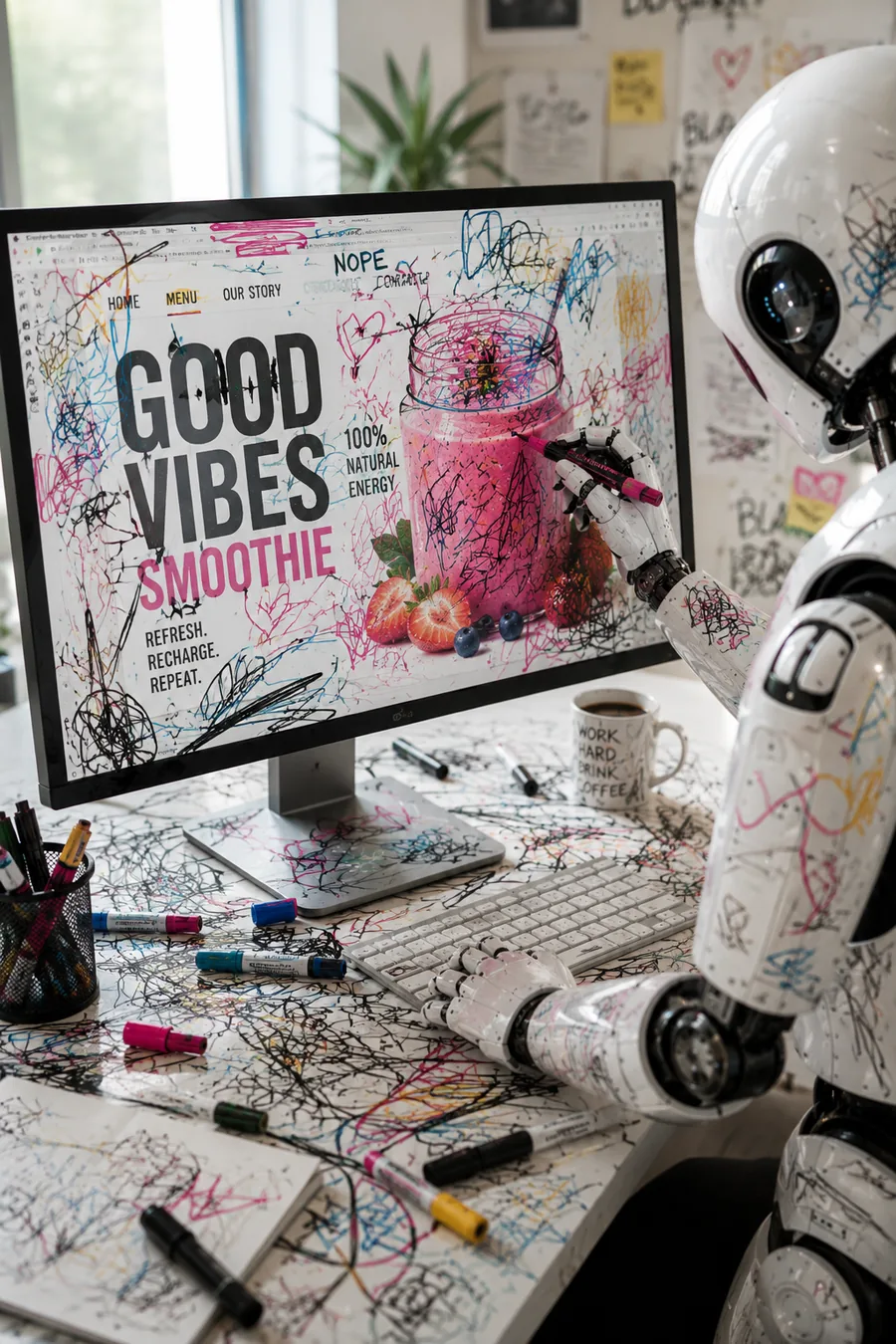AI grafika připravovaná na monitoru
